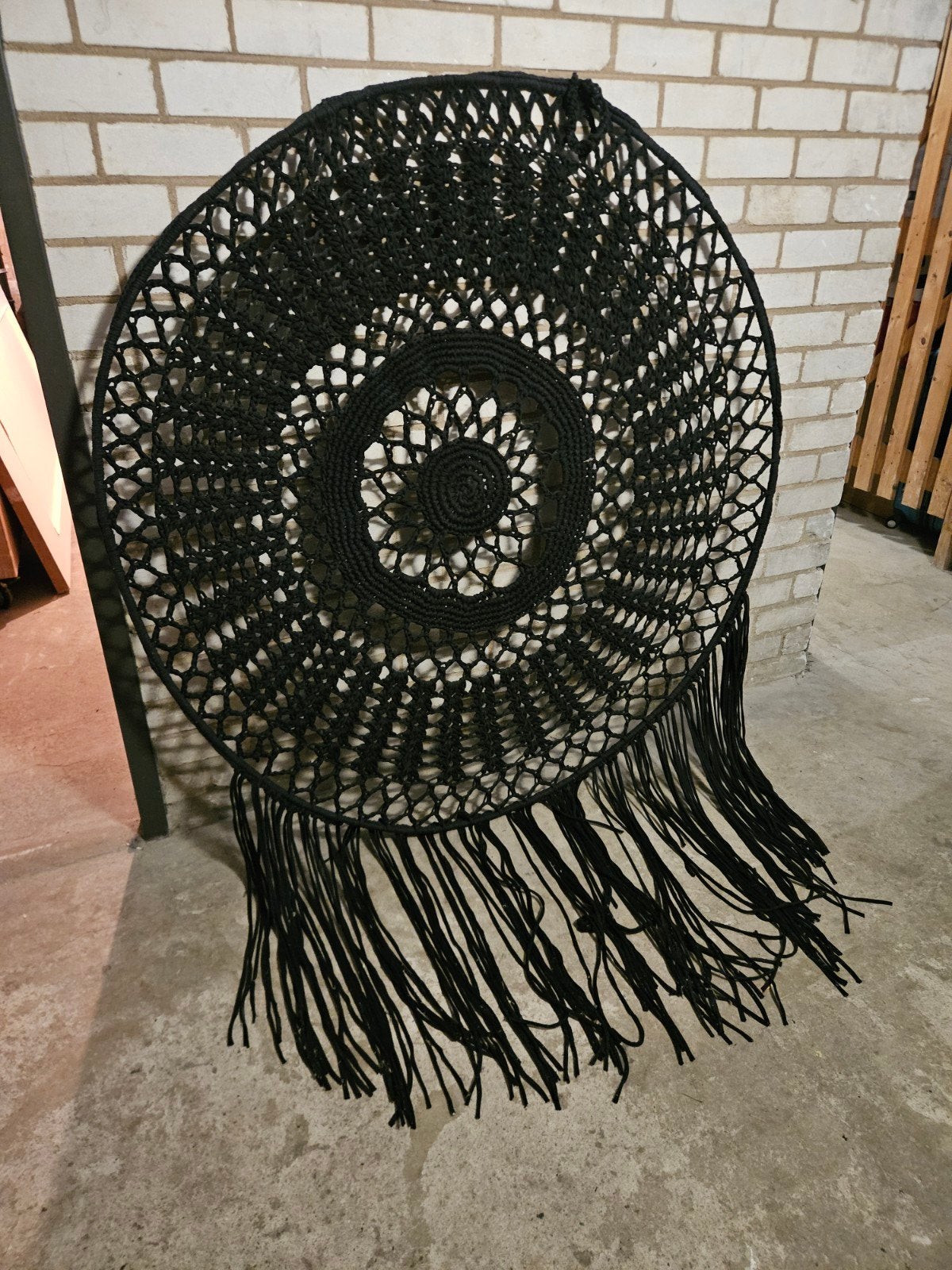 Zwart Macramé Wandkleed / Dreamcatcher, Ophalen, Zwart, Boho, Zo goed als nieuw
