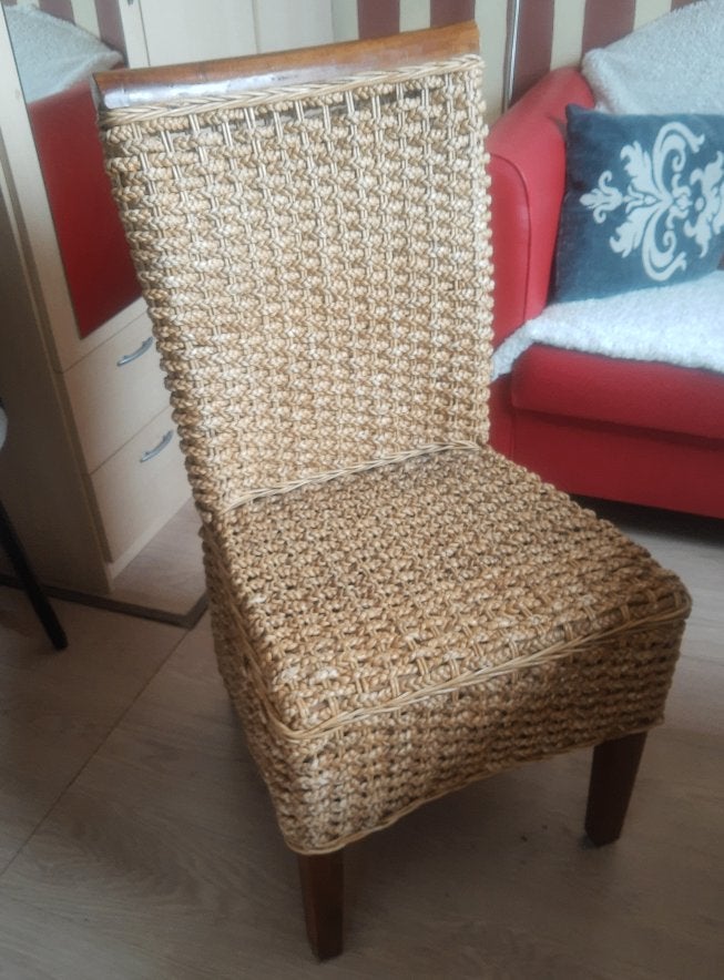 Stoel / Rieten stoel / eetkamer stoel, Huis en Inrichting, Stoelen, Ophalen, Gebruikt, Bruin, Riet of Rotan