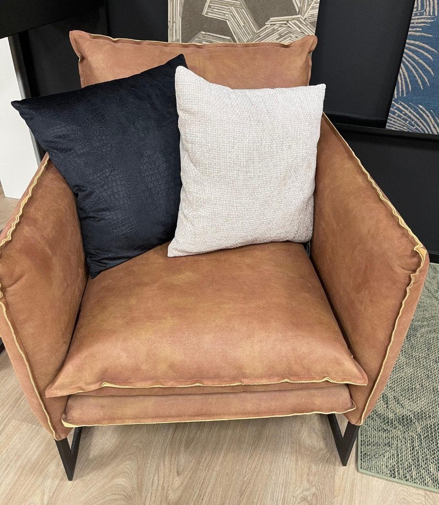 Fauteuil, Huis en Inrichting, Fauteuils, Nieuw, Leer, Metaal, 75 tot 100 cm, Minder dan 75 cm, Ophalen