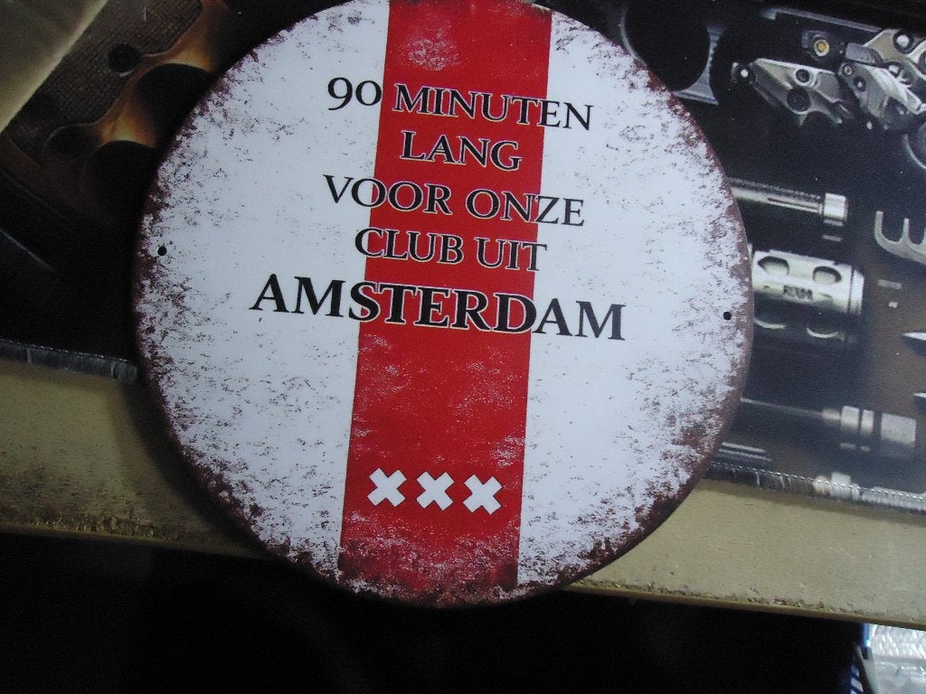 Tinnen Wandplaat AJAX 20 cm rond, Maat XS of kleiner, Verzenden, Nieuw, Shirt
