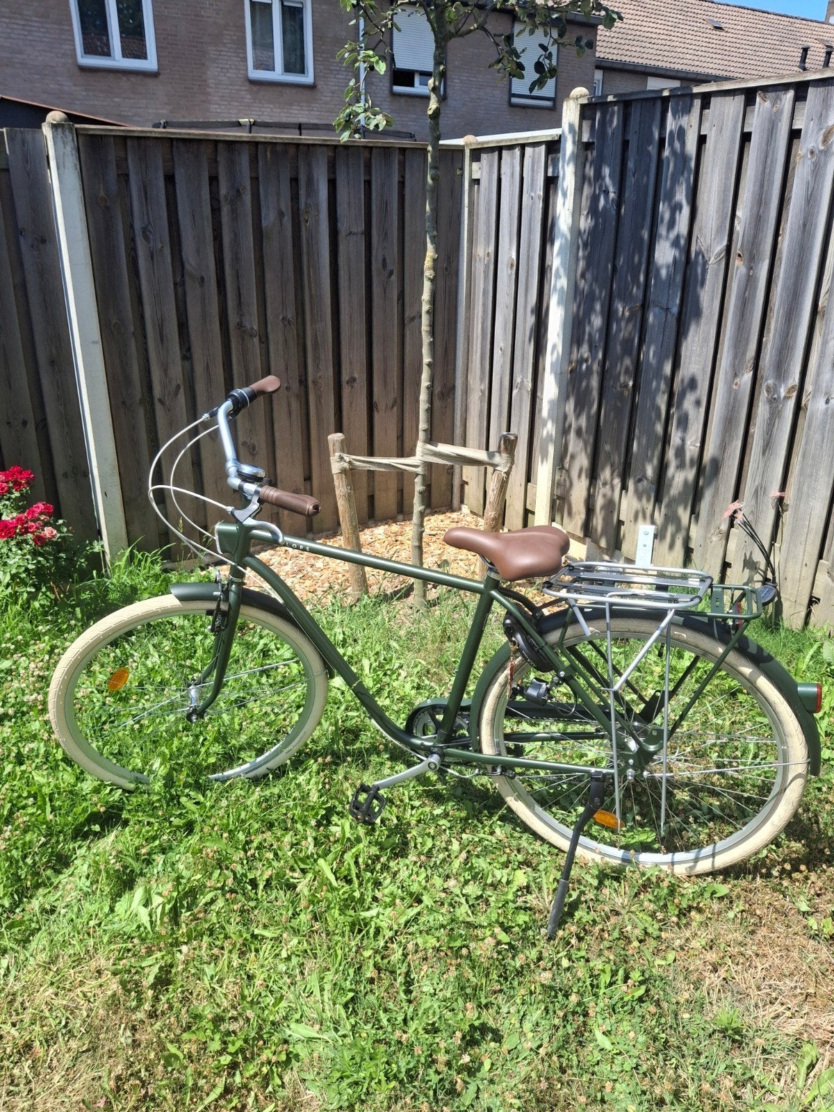 Heren stadsfiets Elops 520 Kaki maat L/XL Decathlon zgan, Versnellingen, Zo goed als nieuw, 57 tot 61 cm, Ophalen