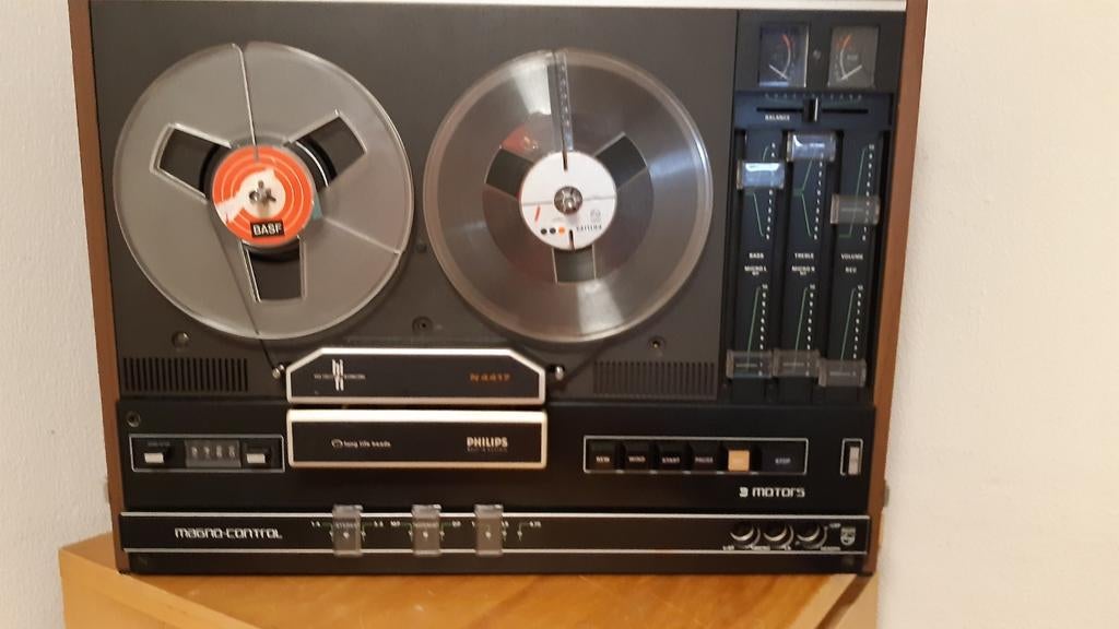 Philips N4417 Bandrecorder met stofkap en banden, Ophalen of Verzenden, Bandrecorder, Met banden