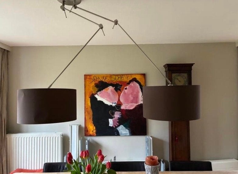 Dubbele Knikarm Lamp - Modern Design Plafondlamp, Ophalen of Verzenden, Gebruikt, Metaal, E27 (groot)