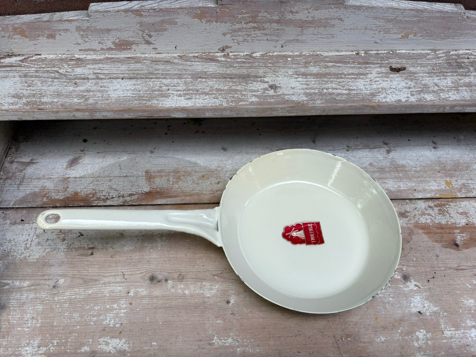 Koekenpan creme emaille, Ophalen of Verzenden