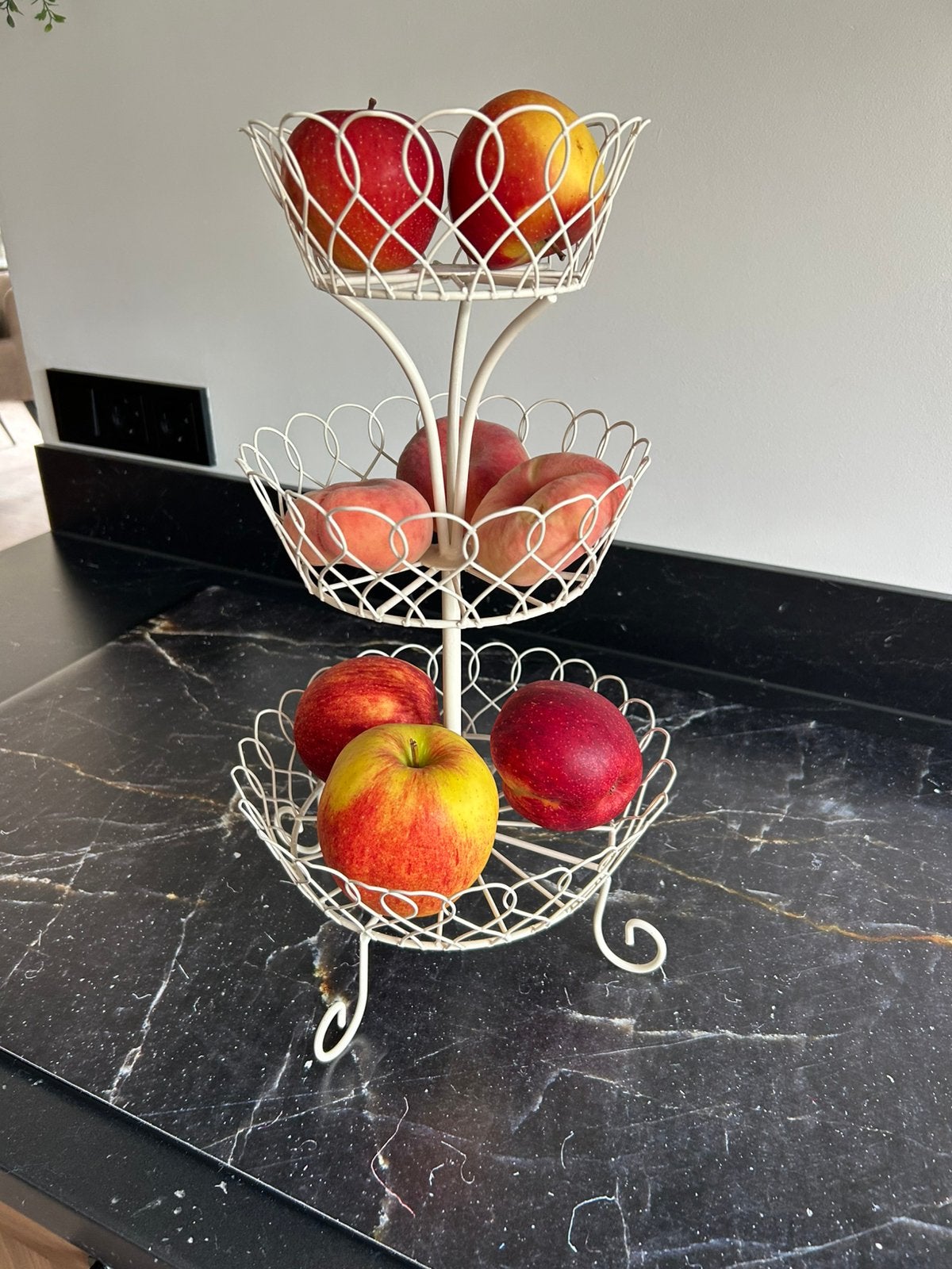 Sierlijke 3 laagse etagère/fruitmand brocante, Ophalen of Verzenden