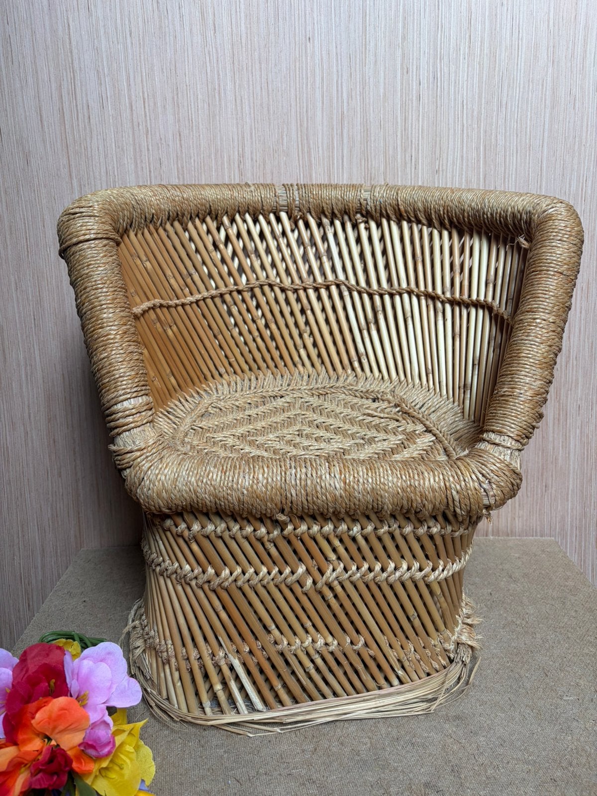 Vintage Rotan kinderstoeltje Peuter Kleuter jaren 70, Kinderen en Baby's, Kinderkamer | Tafels en Stoelen, Ophalen, Gebruikt, Stoel(en)