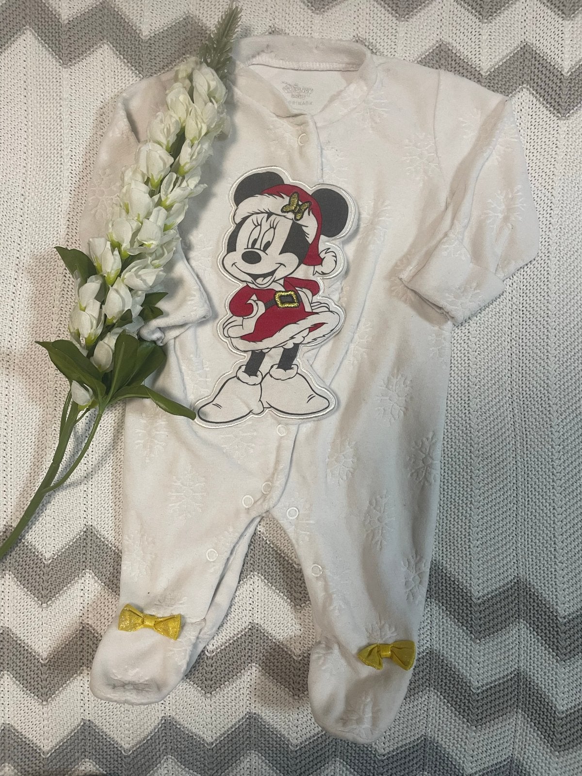 Wit velours kerst boxpakje met Minnie Mouse, maatje 62, Ophalen of Verzenden, Gebruikt, Meisje, Pakje