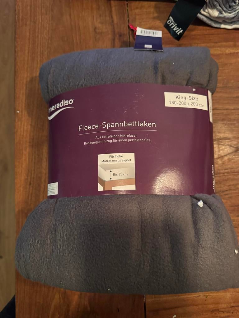 Meradiso Fleece-Spannbettlaken King-Size grijs, Hoeslaken of Sloop, Ophalen of Verzenden, Grijs, Nieuw