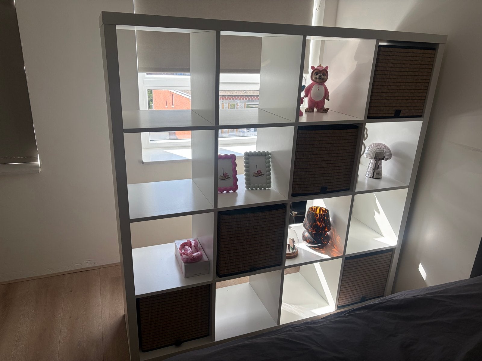 Ikea Kallax open kast 147x147 cm met 5 manden, Huis en Inrichting, Ophalen, Gebruikt, 100 tot 150 cm, 25 tot 50 cm