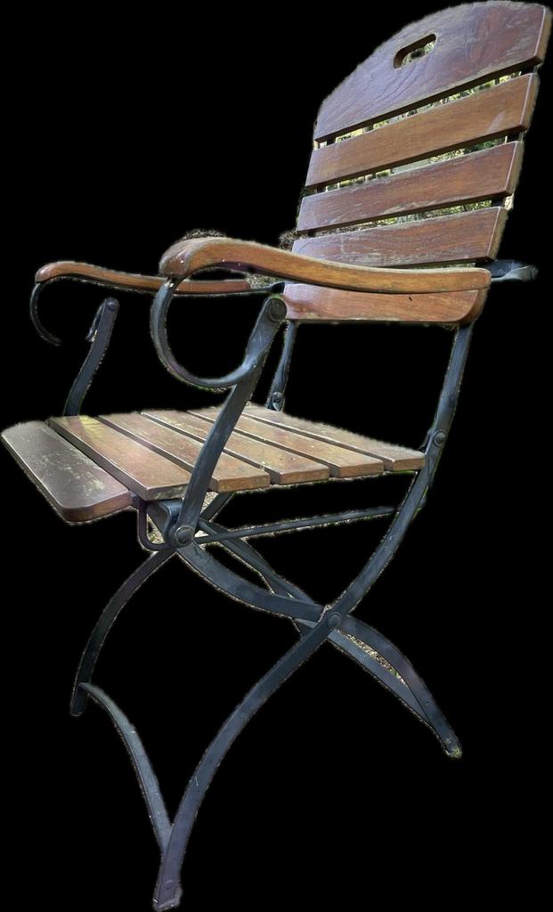 Klassieke tuinset met 4 stoelen, Tuin en Terras, Tuinstoelen, Ophalen, Gebruikt, Hout