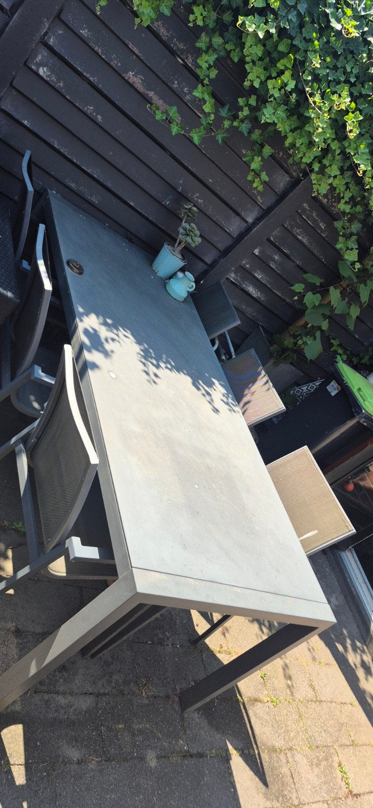 Grote tuintafel met 6 stoelen, Tuin en Terras, Tuintafels, Ophalen, Gebruikt, Rechthoekig, Metaal