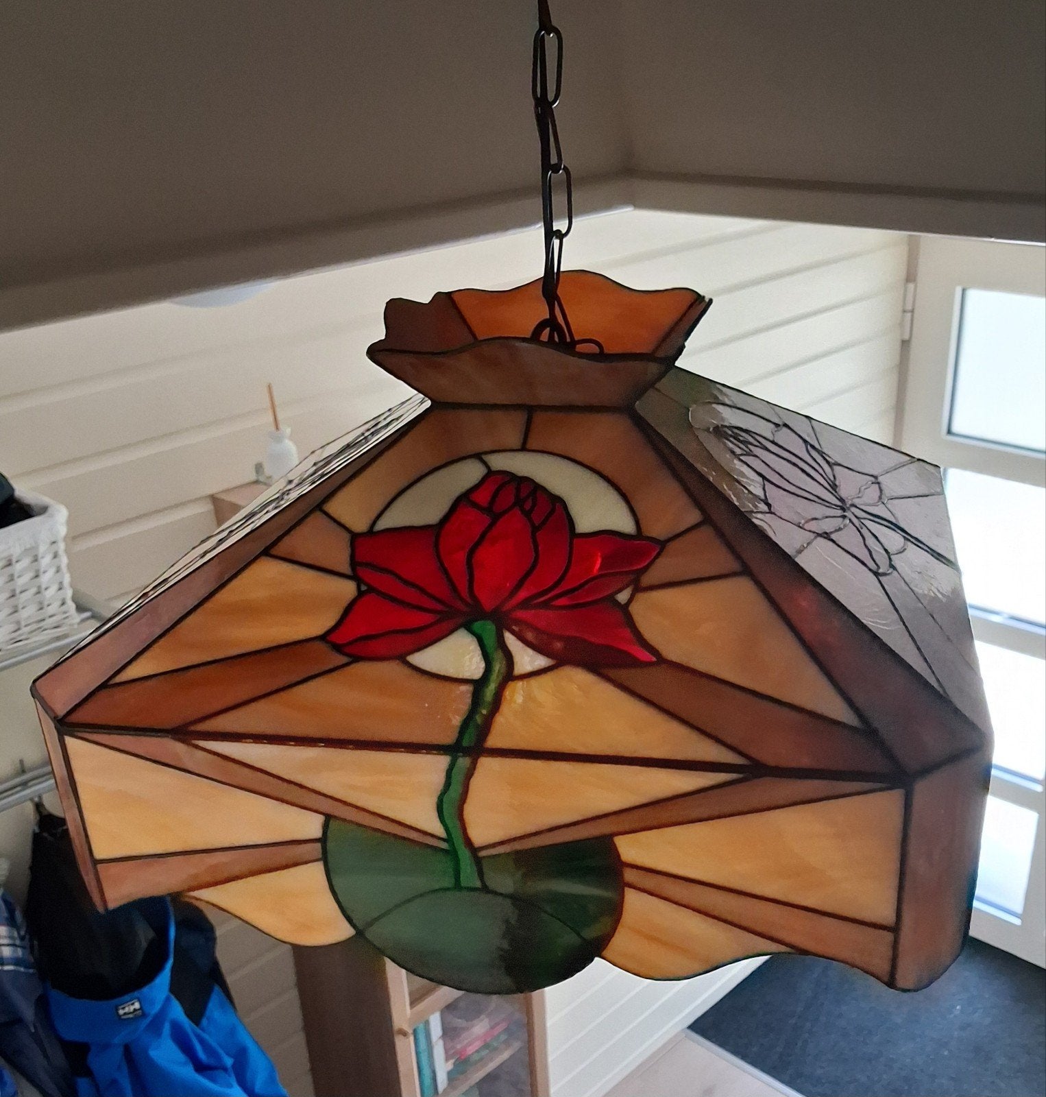 Tiffany stijl hanglamp, Huis en Inrichting, Ophalen, Zo goed als nieuw, Glas