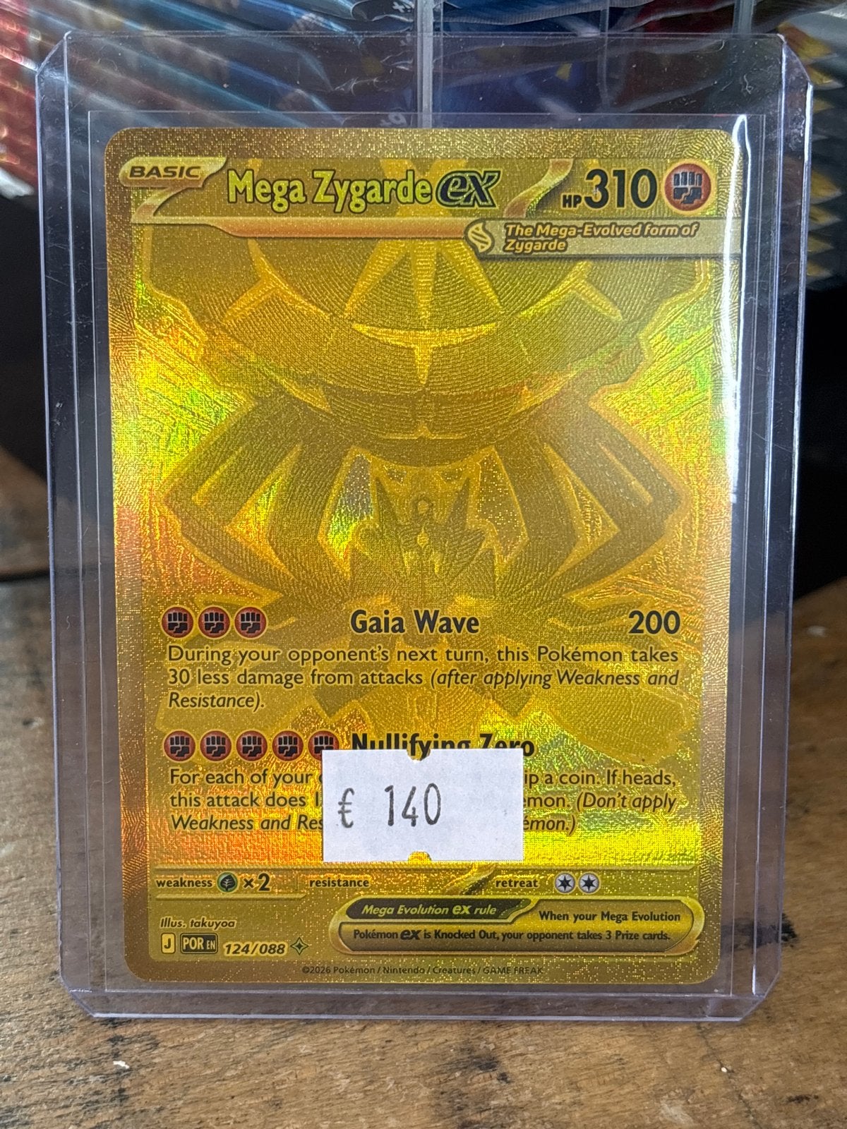 Mega Zygarde EX Gouden Pokémon Kaart - perfect order 124, Ophalen of Verzenden, Zo goed als nieuw, Losse kaart, Foil
