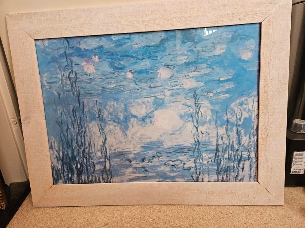 Monet Waterlelies Schilderij in Houten Lijst, Antiek en Kunst, Kunst | Schilderijen | Klassiek, Ophalen of Verzenden