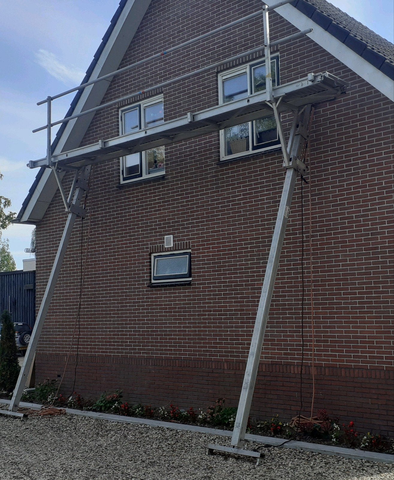 gevel steiger / gevelridder / touw optrek steiger /hijsjuk, Doe-het-zelf en Verbouw, Ophalen, 5 meter of hoger