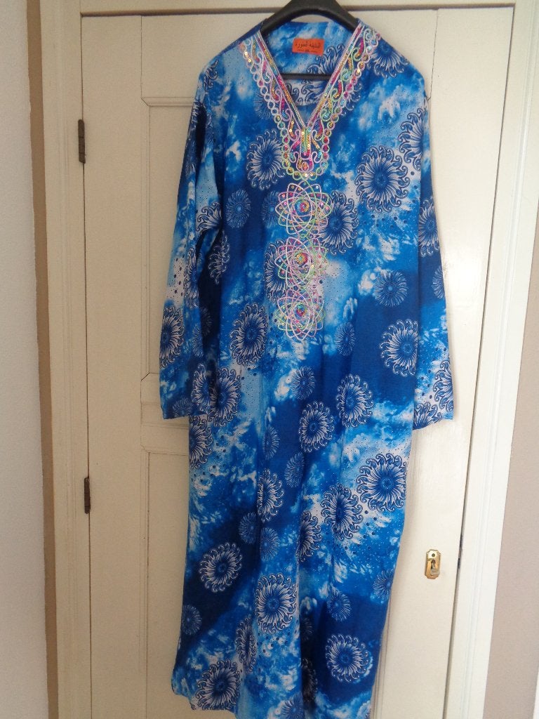 Marokkaanse kaftan:mt 46/48, Blauw, Maat 46/48 (XL) of groter, Nieuw, Ophalen of Verzenden