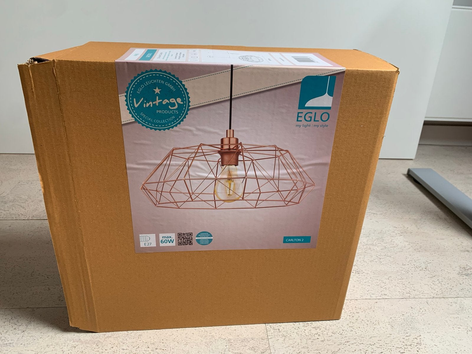 EGLO Carlton 2 hanglamp koper, nieuw in doos, Huis en Inrichting, Lampen | Hanglampen, Ophalen, Nieuw, Metaal, E27 (groot)