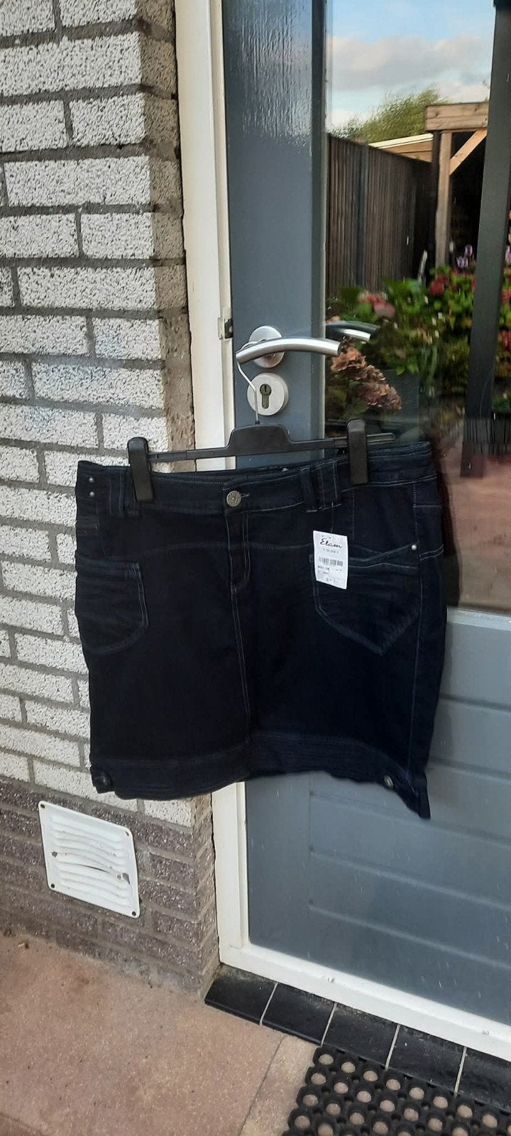 Jeans rok miss etam katoen nieuw zwart maat 46., Zwart, Maat 46/48 (XL) of groter, Nieuw, Ophalen of Verzenden