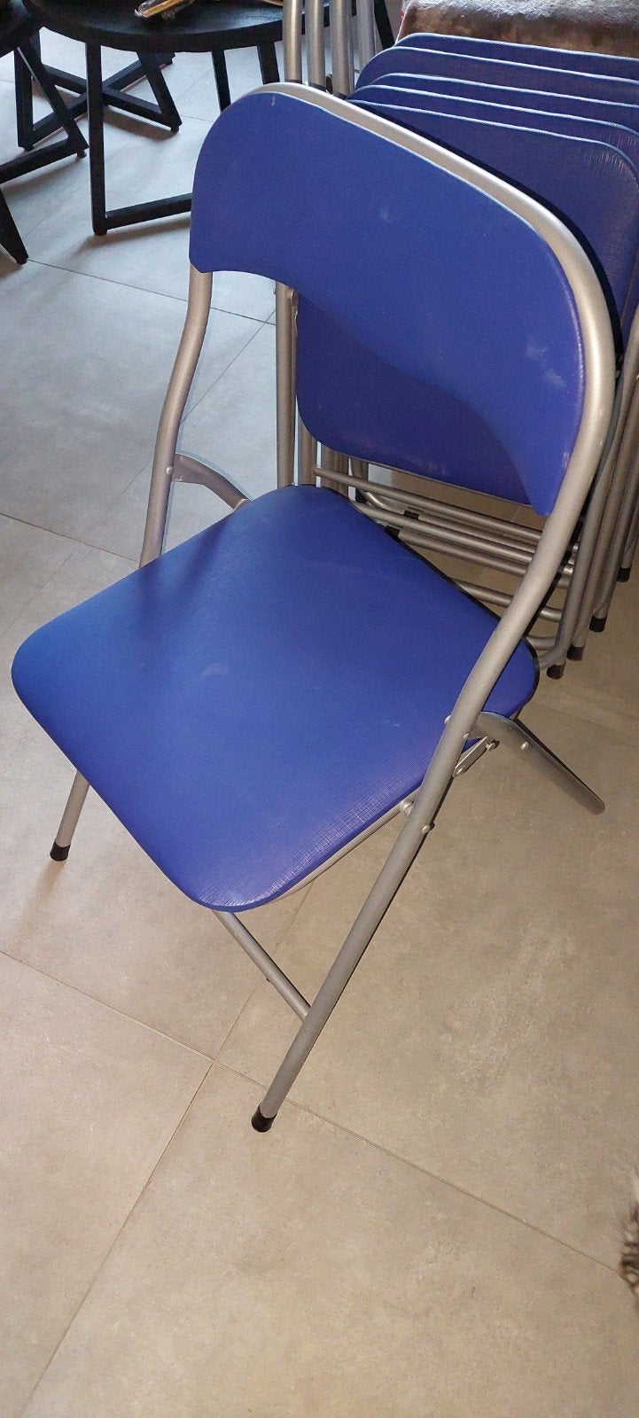 6x Opklapbare Stoelen Blauw - Zo goed als nieuw, Ophalen, Blauw, Zo goed als nieuw, Metaal