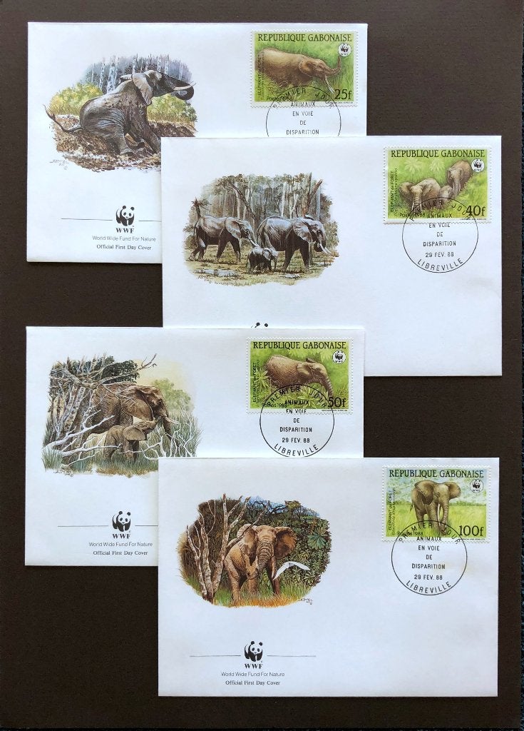 WWF WNF Gabon 1988 FDC Bosolifant, Ophalen of Verzenden, Onbeschreven, Rest van de wereld