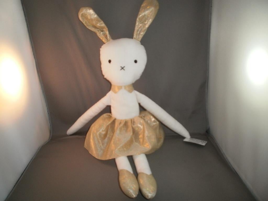 zeeman konijn ballerina wit katoen met gouden oren/rokje, Kinderen en Baby's, Speelgoed | Knuffels en Pluche, Overige merken, Ophalen of Verzenden