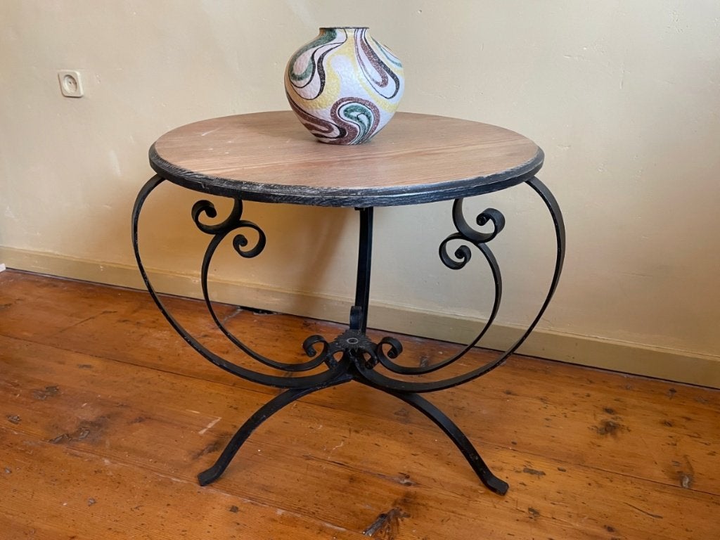 Mooie Ronde Salontafel Bijzettafel Frans jaren 60 Vintage, Ophalen of Verzenden