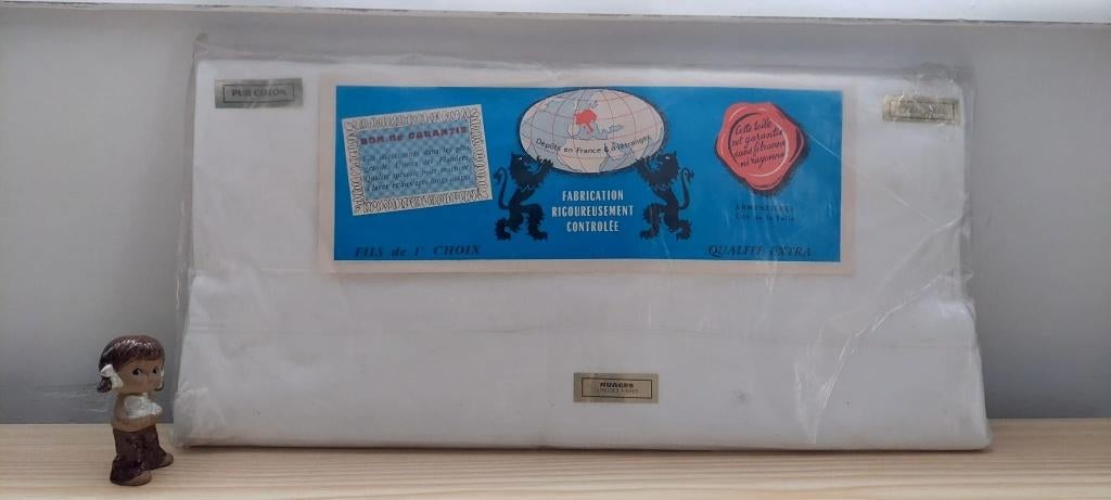 2 Vintage Nieuwe bed witte laken deken puur katoen 220 x 300, Eu, Eu, Wit, Ophalen of Verzenden