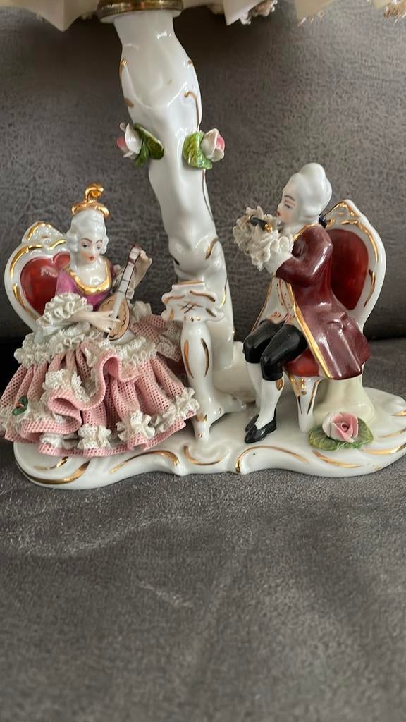 Saksisch Dresden antieke schemerlamp porselein, Ophalen of Verzenden