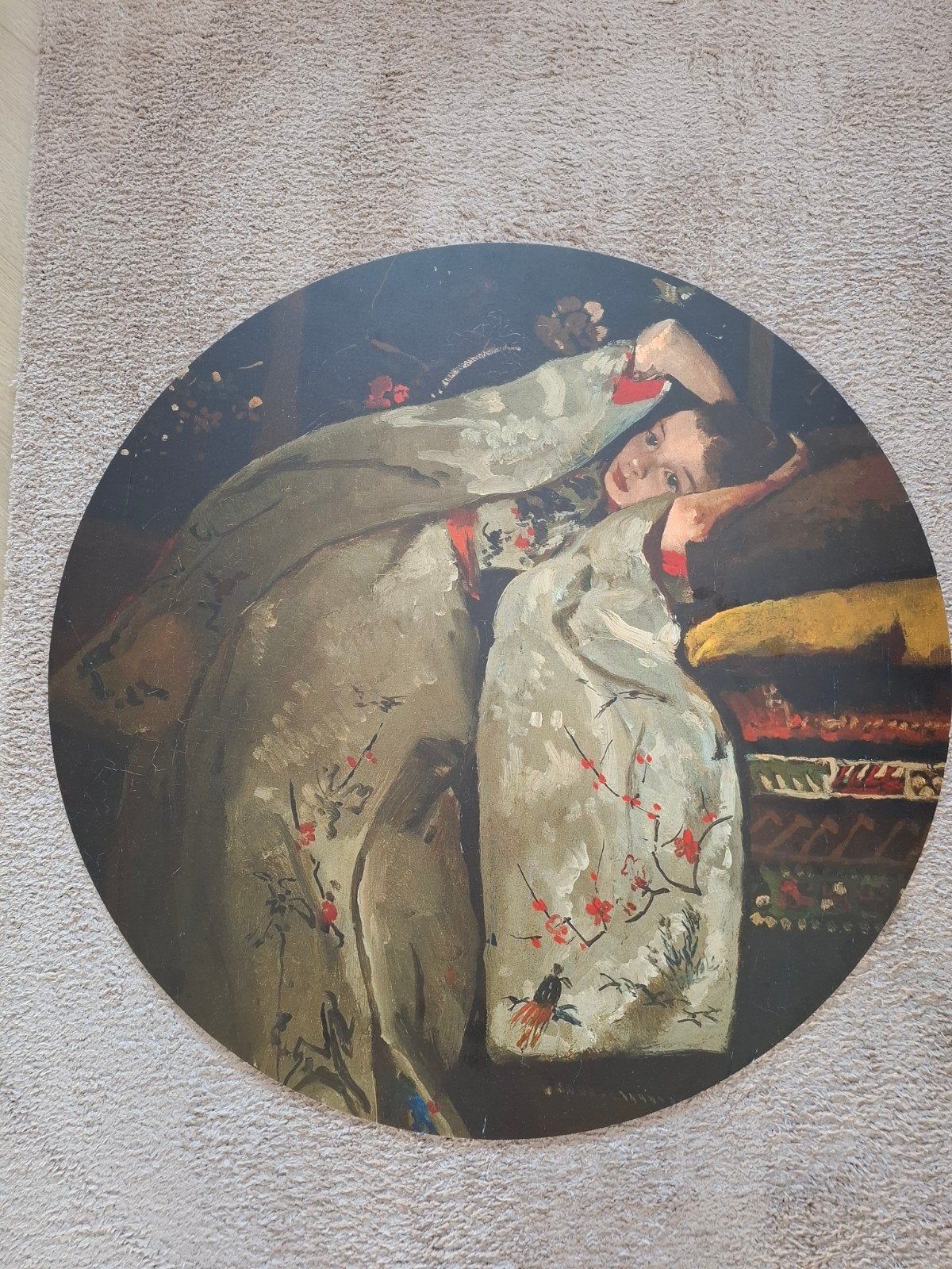 Meisje in witte kimono, Ophalen, 50 tot 75 cm, Schilderij
