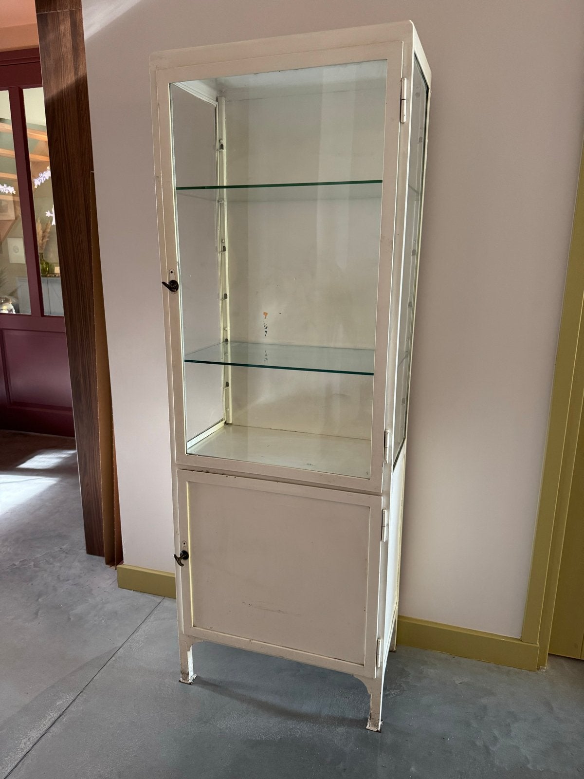Medische Vitrinekast Apothekerskast Wit Staal - 170x60x36 cm, Ophalen, Gebruikt, 50 tot 100 cm, Metaal
