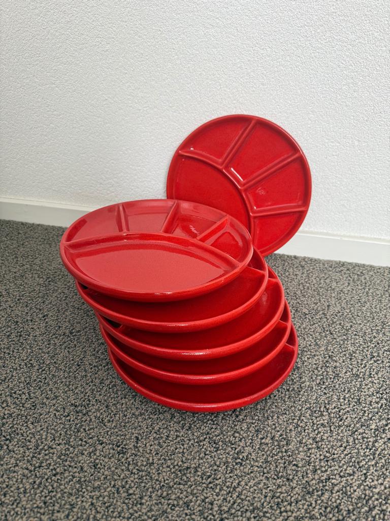 6 fondue borden, Huis en Inrichting, Keuken | Servies, Ophalen of Verzenden, Zo goed als nieuw, Bord(en), Overige stijlen