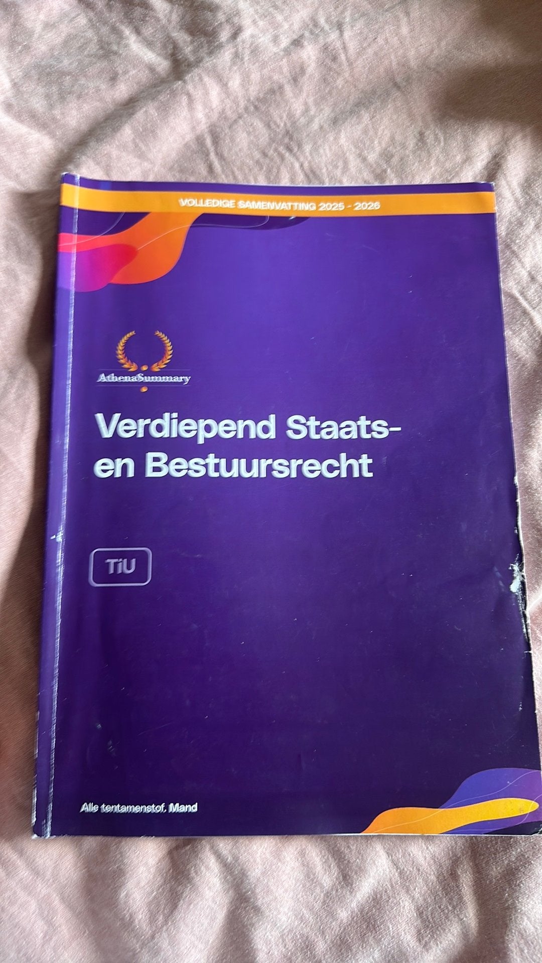 Athena Samenvatting Vak Verdiepend Staats en Bestuursrecht -, Ophalen of Verzenden, Alpha, Zo goed als nieuw, WO