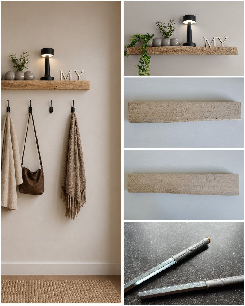 Wandplank eiken zwevend incl. montagepennen 66,5cm #216, Houtatelier M.Y., Info@myhoutatelier.nl, Nieuw, Ophalen of Verzenden