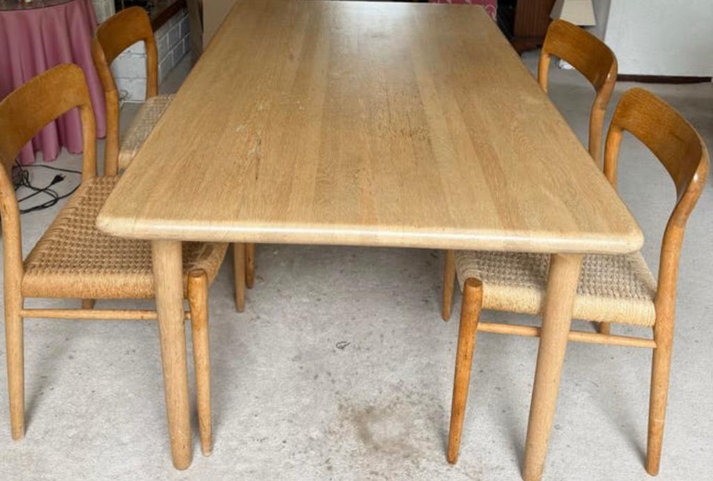 4 N.O. Moller stoel stoelen tafel vintage deens design eiken, Huis en Inrichting, Stoelen, Ophalen, Gebruikt, Bruin, Nvt
