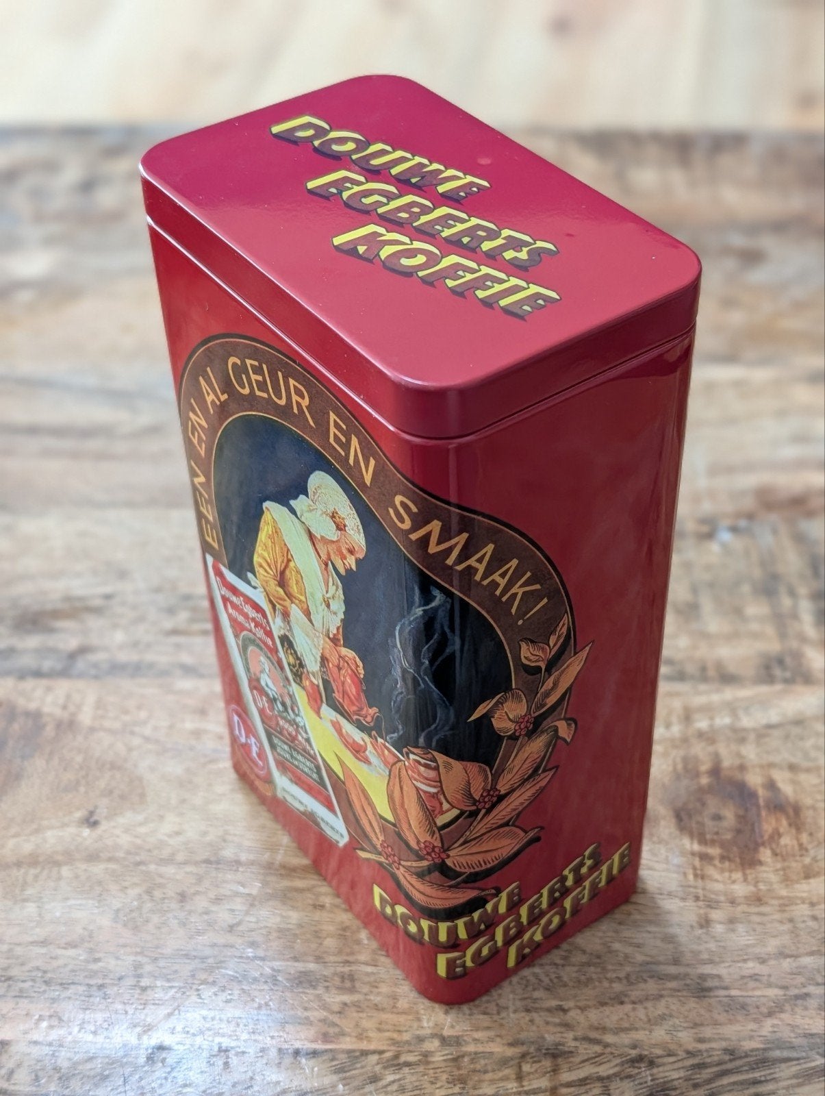 Vintage Douwe Egberts Koffieblik - Een en al geur, Verzamelen, Blikken, Ophalen of Verzenden, Gebruikt, Koffie, Douwe Egberts
