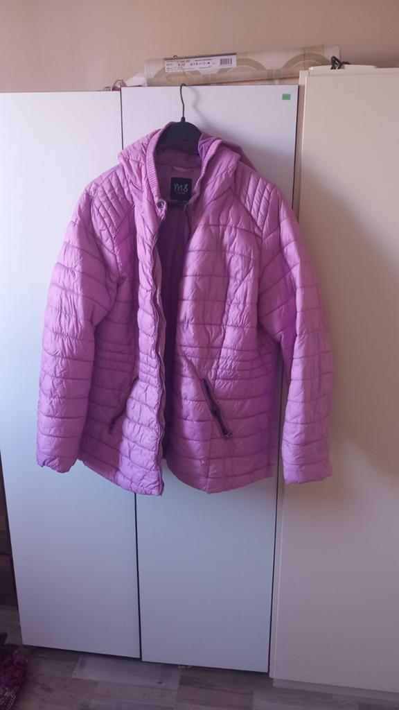 Lila gewatteerde jas met capuchon, Kleding | Dames, Jassen | Winter, Paars, Maat 42/44 (L), Ophalen of Verzenden, Gedragen