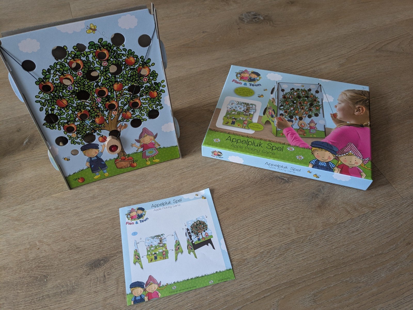 Fien en Teun appelplukspel, Gebruikt, Overige typen, Papier of Karton, Blauw