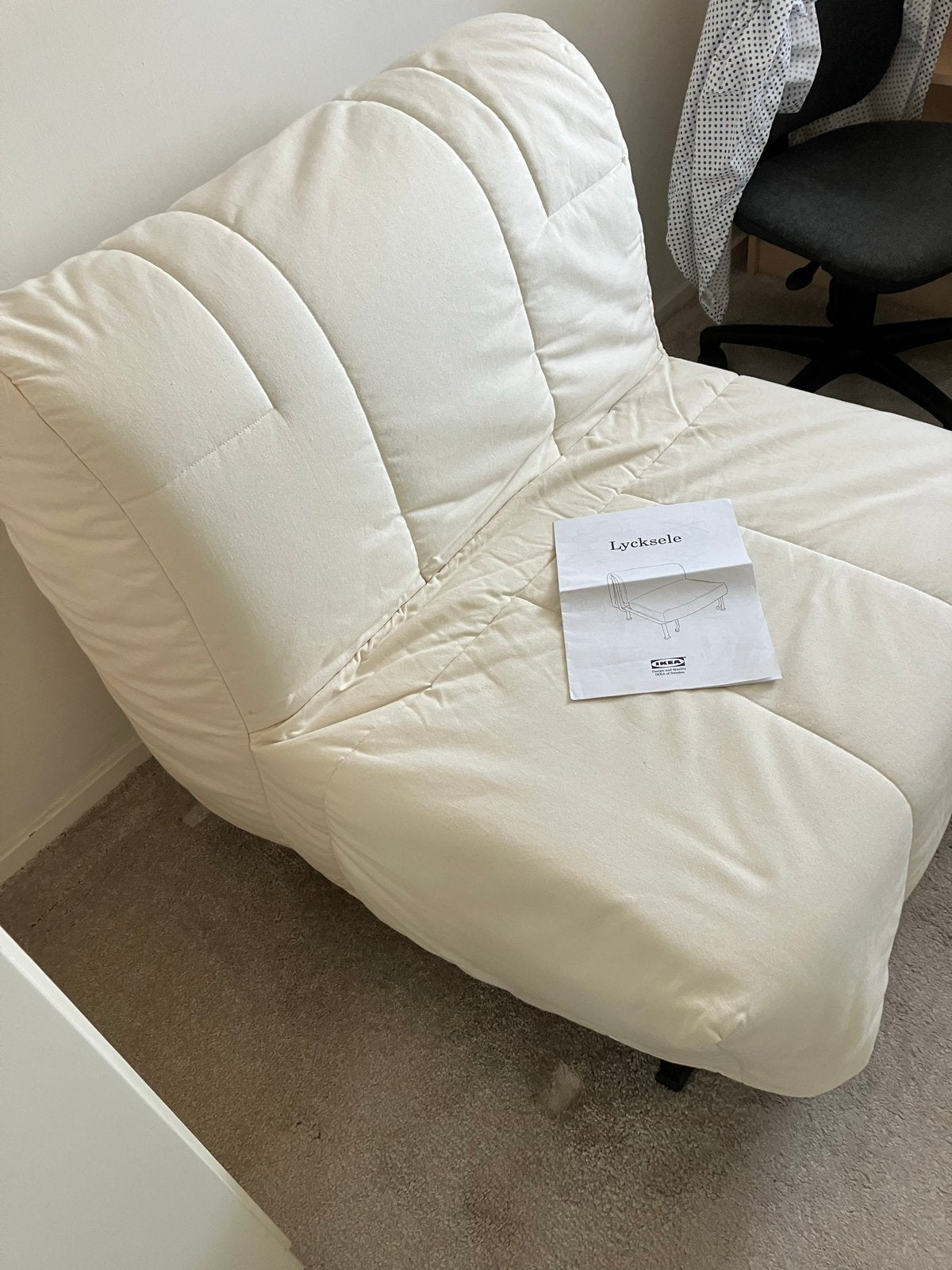 IKEA Lycksele slaapfauteuil/bed- Wit/Crème, Gebruikt, Eenpersoons, Wit, 80 cm
