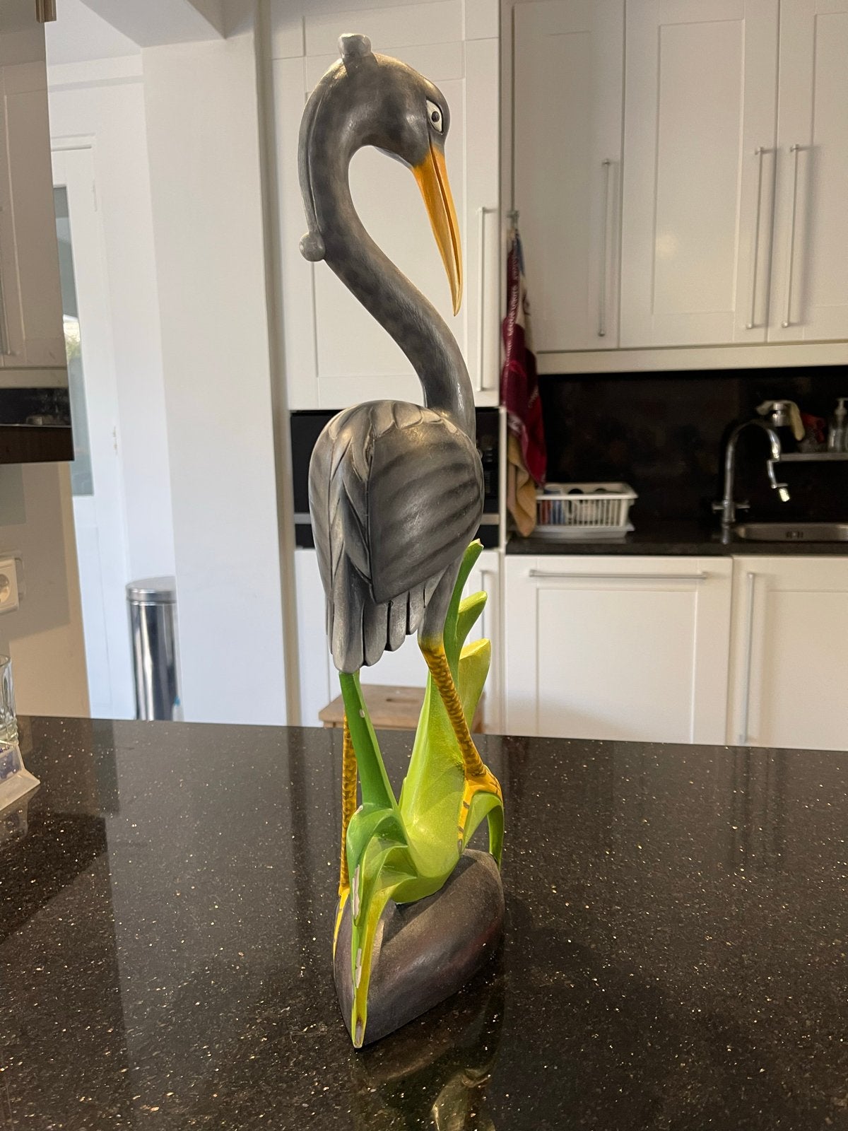 Decoratieve Reiger Sculptuur - Handgesneden Hout, Ophalen, 50 - 100 cm, Beeld, Hout