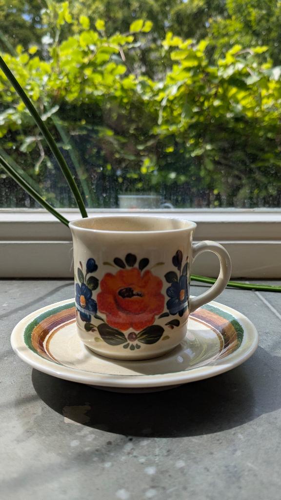 Vintage koffie kop en schotel Winterling Röslau Bavaria, Ophalen of Verzenden, Zo goed als nieuw, Overige stijlen, Kop(pen) en/of Schotel(s)