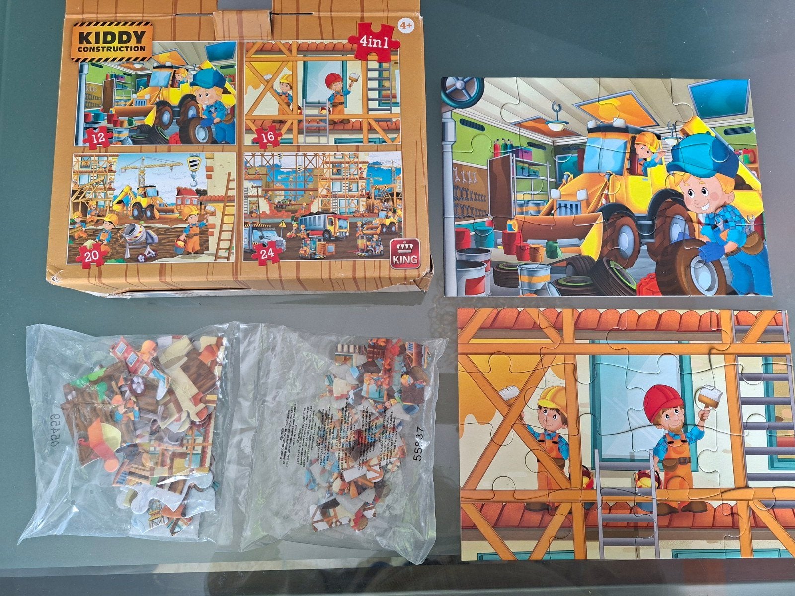 King puzzel 4 in 1 kiddy construction, Ophalen of Verzenden, 10 tot 50 stukjes
