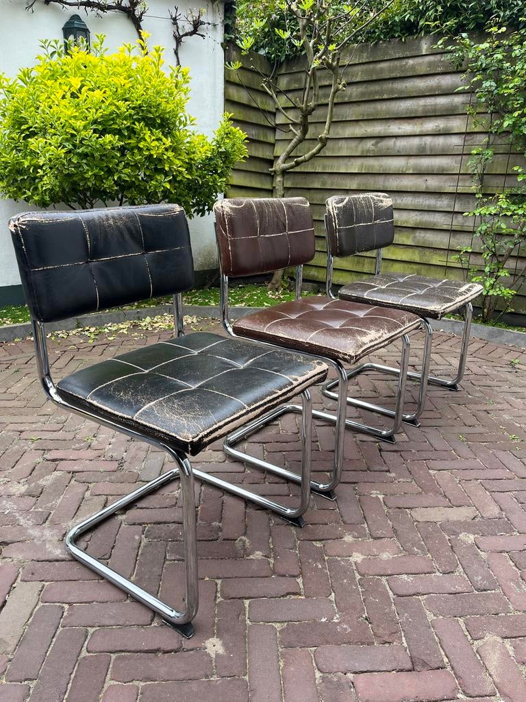 6 Stoelen - Ideaal om opnieuw te bekleden, Ophalen, Gebruikt, Drie, Zwart