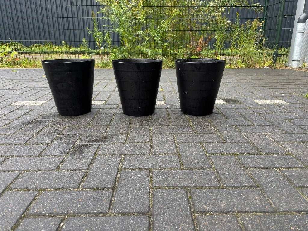 3 zwarte potten, Tuin en Terras, Rond, Ophalen of Verzenden, Zo goed als nieuw, Binnen