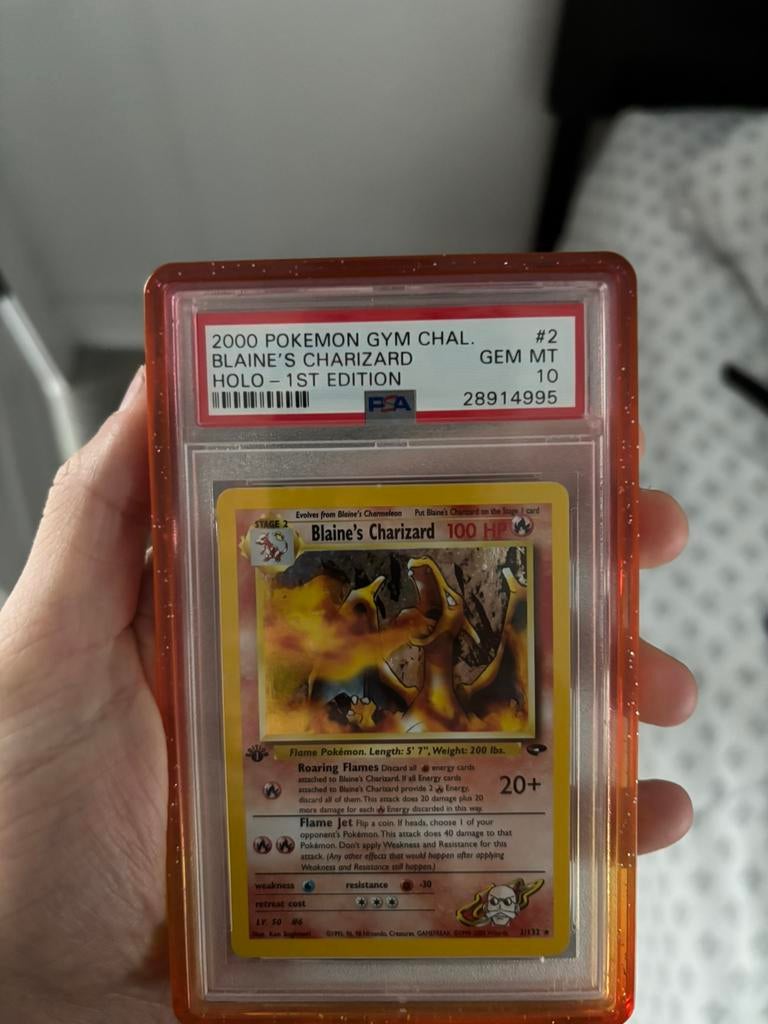 Blaines Charizard 1st ed PSA 10, Ophalen of Verzenden, Zo goed als nieuw