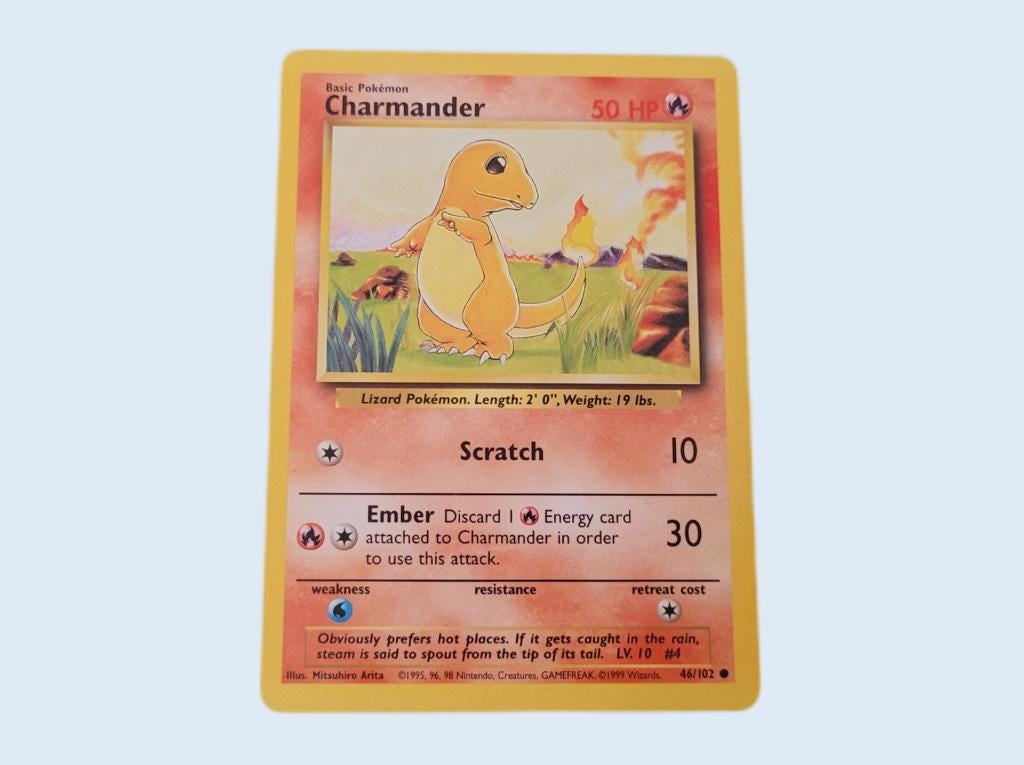 Pokémon Charmander 46/102 Base Set - Origineel 1999 ~ SJ4900, Ophalen of Verzenden, Zo goed als nieuw, Losse kaart