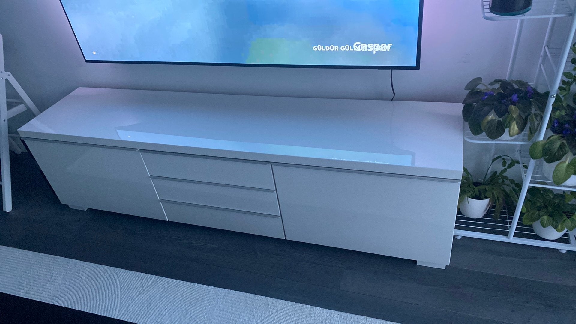 IKEA TV meubel ZGAN 180cm breed, hoogglans wit., Huis en Inrichting, Kasten | Televisiemeubels, Ophalen, Overige materialen, 150 tot 200 cm
