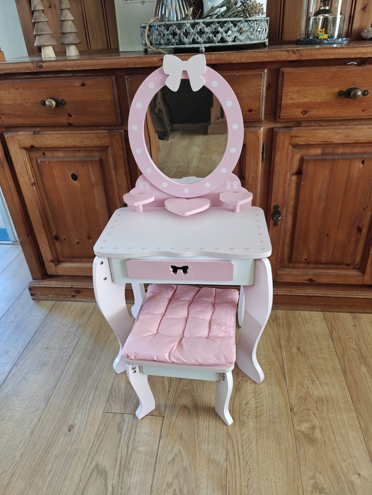Roze Kinder Kaptafel met Krukje - Zo goed als nieuw, Ophalen, Zo goed als nieuw, Tafel(s) en Stoel(en)