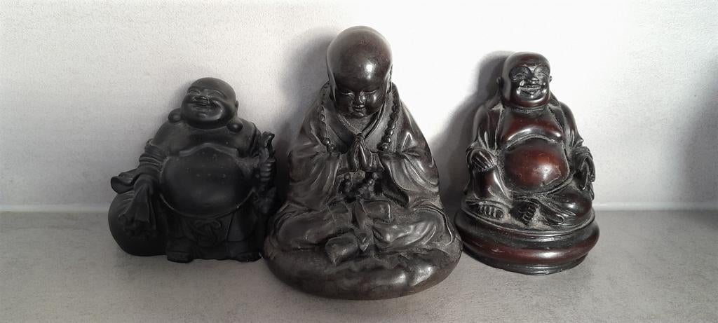 Set van 3 Boeddha beeldjes - Decoratieve beelden, Ophalen of Verzenden, Gebruikt