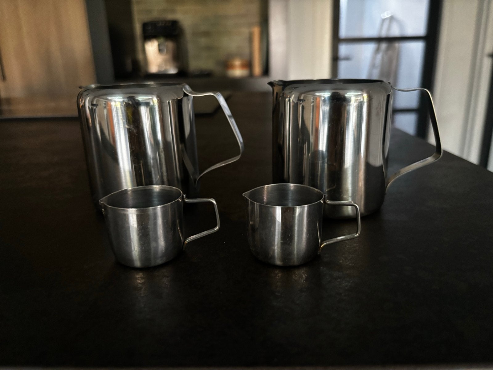 Inox melkkannetjes - set van 4, Zilver, Ophalen of Verzenden, Metaal, Overige typen