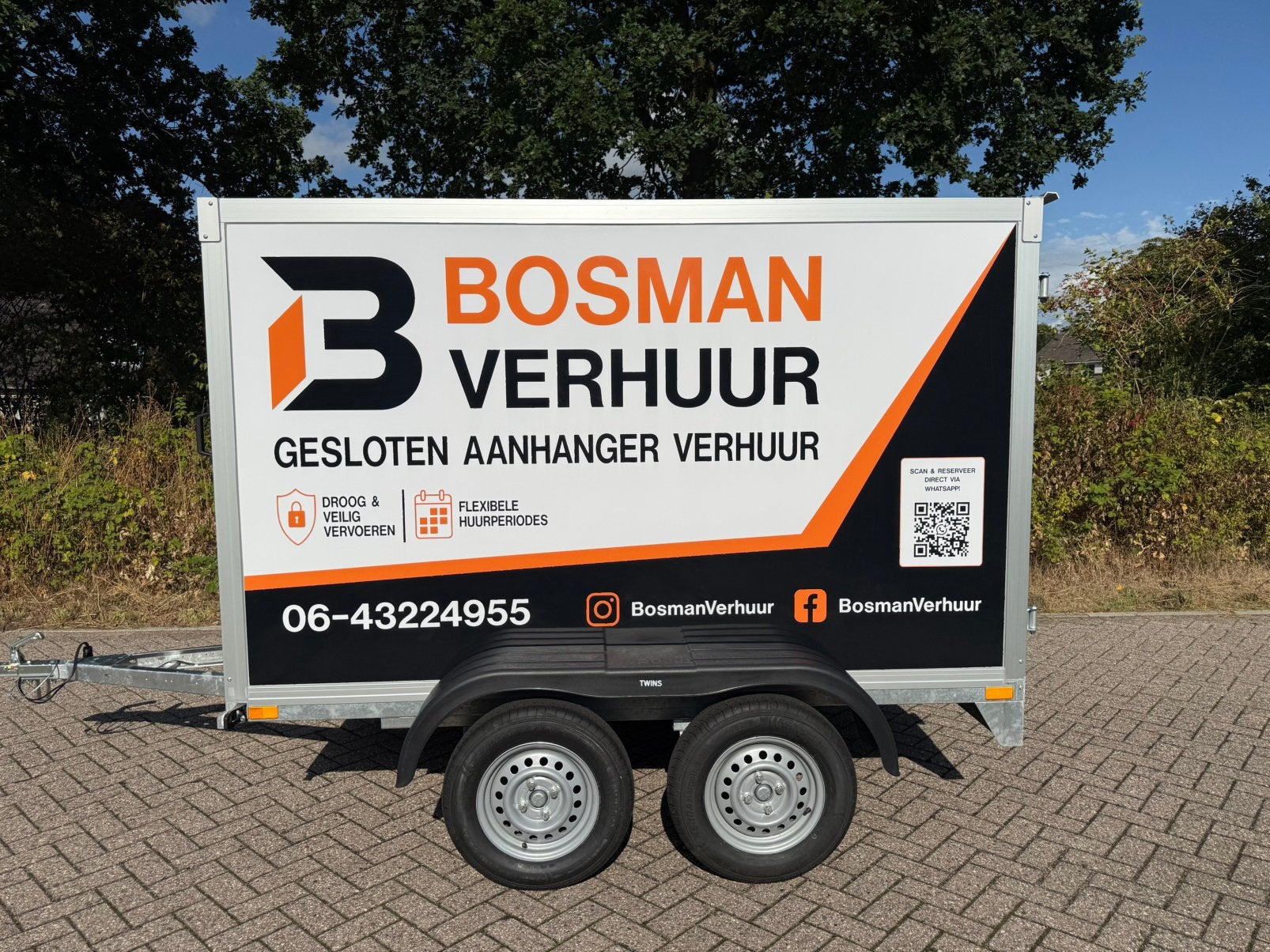 Gesloten aanhanger huren | Tandemasser | 750KG | B+E, Aanhangwagen
